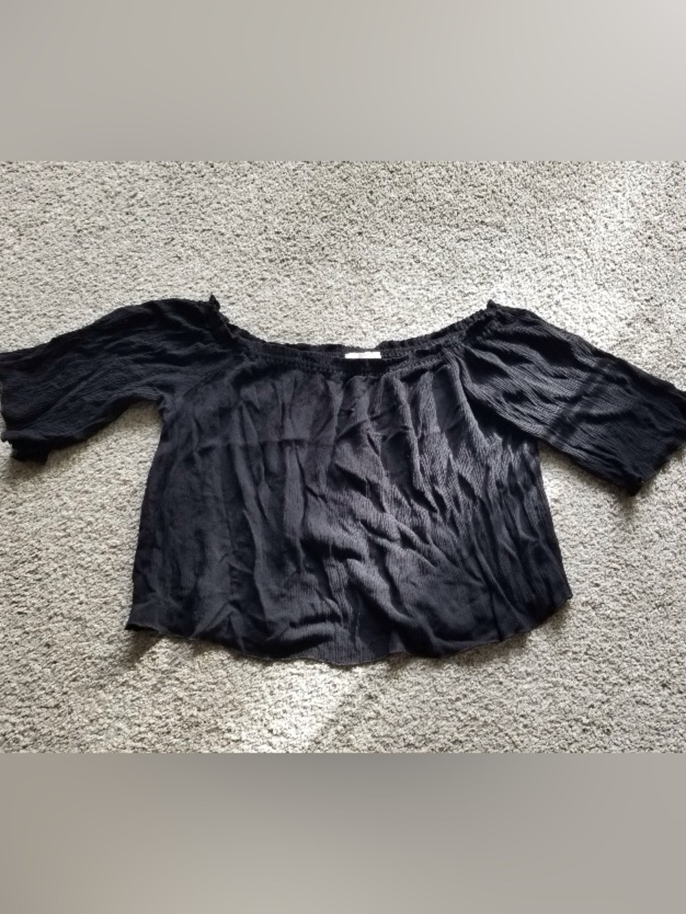 Ambiance Black Off-Shoulder Crop Top